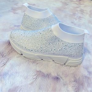 AKIRA Embellished Slip-On Knit Sneakers